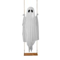 Halloween Hanging Swing Ghost Decor LED Adjustable Ghost Decorations Battery Powered Lighted Swing Pendant for Porch Yard Trees