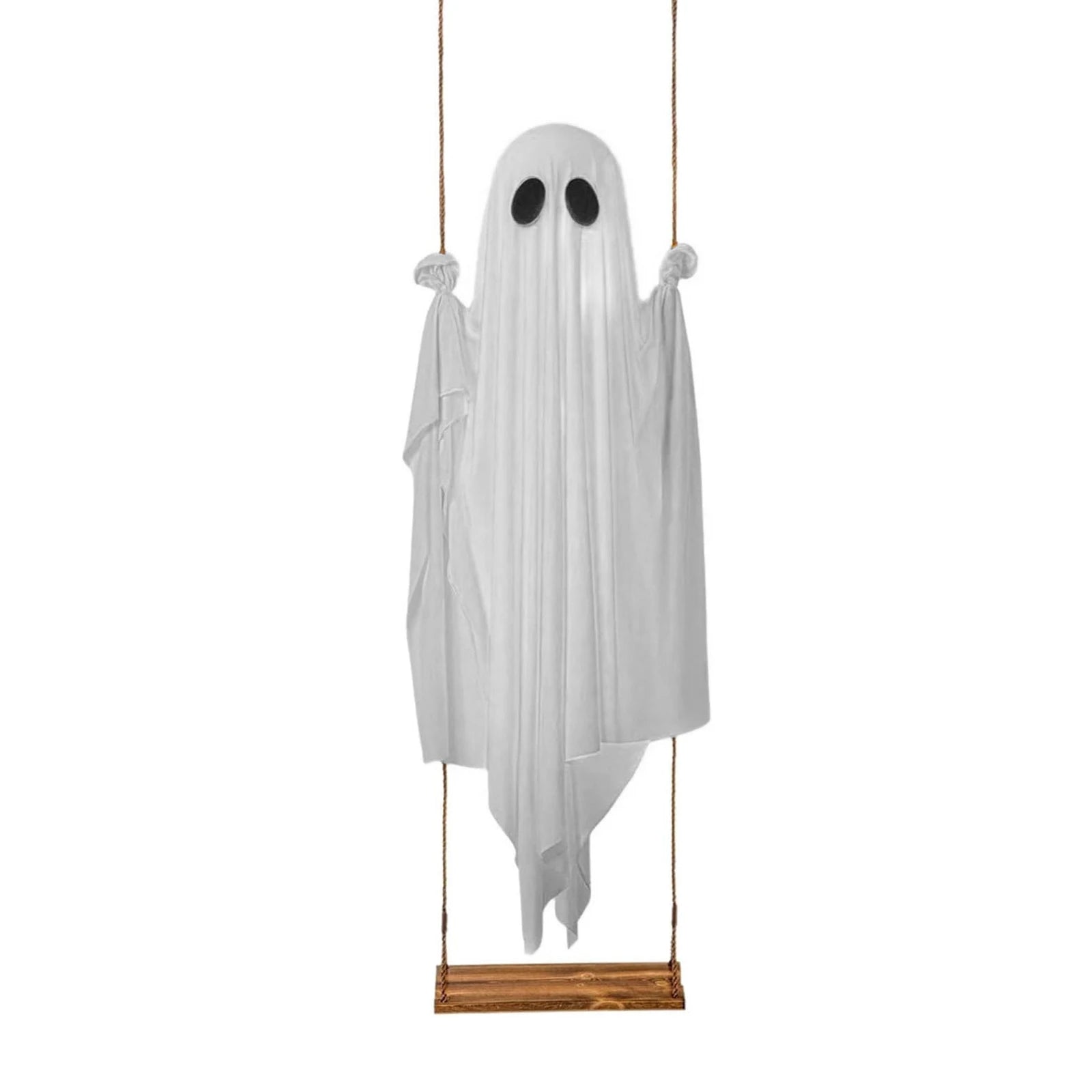 Halloween Hanging Swing Ghost Decor LED Adjustable Ghost Decorations Battery Powered Lighted Swing Pendant for Porch Yard Trees