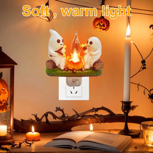 Ghost Campfire Flickering Nightlight Ghost Campfire Flickering Plug in Night Light Halloween Ghost Night Light Halloween Gifts